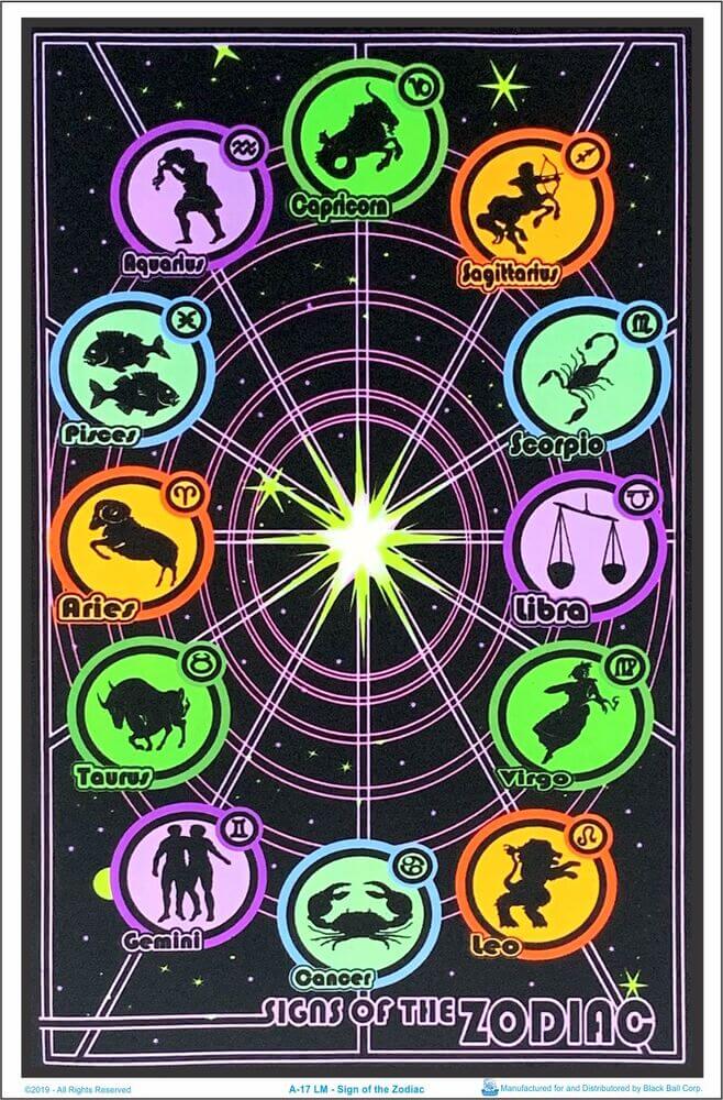 Signs Of The Zodiac Black Light Poster - 23" X 35"