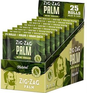 Zig-Zag Mini Palm Rolls - Natural - 8 POUCH Display - 25 Rolls per POUCH