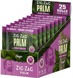 Zig-Zag Mini Palm Rolls - Grape - 8 POUCH Display - 25 Rolls per POUCH