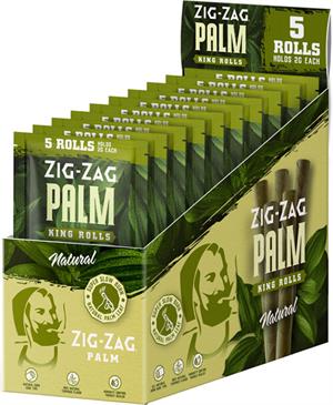 Zig-Zag King Size Palm Rolls - Natural - 10 POUCH Display - 5 Rolls per POUCH