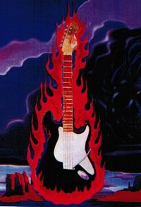 Postcard - FLAMING Guitar - Clearance - Min. 12 Per Style