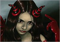 Postcard - RED Vinyl Fairy - Strangeling Fairy - Clearance - Min. 12 Per Style
