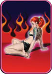 ''Flaming Pin-Up Large STICKER Clearance - 2 1/2'''' X 3 3/4''''''