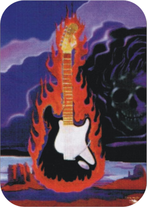 ''Flaming Guitar - Large STICKER Clearance - 2 1/2'''' X 3 3/4''''''