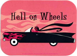 ''Hell On Wheels   - Mini STICKER Clearance - 2'''' X 2 3/4''''''