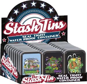 TDog Set 1 - Weed Strain Themed Rectangular Stash Tin Display - 24 PIECES