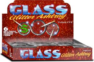 Glitter GLASS Ashtrays - 6ct/12cs