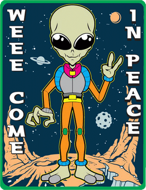 ''Weee Come In Peace - Large - 4.5'''' x 6'''' - Rectangle STICKER''