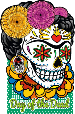 ''Day of the Dead Frida Skull - Large - 4.5'''' x 6'''' - Die Cut STICKER''